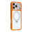 JAUCASE For iPhone 17 Pro Max Case Glitter Kickstand Rhinestone Lens Frame TPU + PC Phone Cover - Transparent Orange - 1
