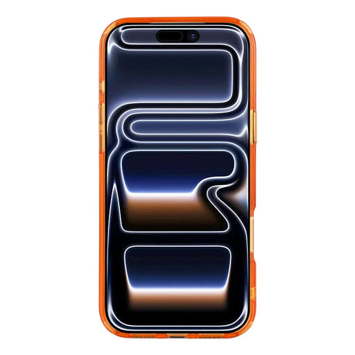 JAUCASE For iPhone 17 Pro Max Case Glitter Kickstand Rhinestone Lens Frame TPU + PC Phone Cover - Transparent Orange - 2