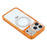 JAUCASE For iPhone 17 Pro Max Case Glitter Kickstand Rhinestone Lens Frame TPU + PC Phone Cover - Transparent Orange - 6