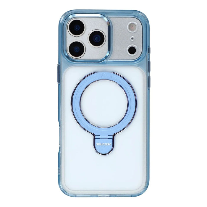 JAUCASE For iPhone 17 Pro Max Case Rotating Kickstand TPU + PC Shockproof Phone Cover - Transparent Blue - 3