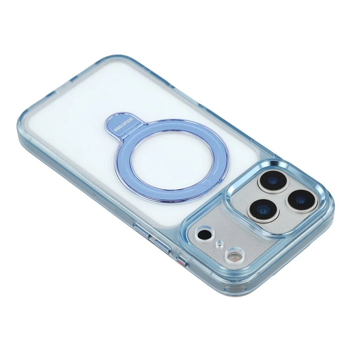 JAUCASE For iPhone 17 Pro Max Case Rotating Kickstand TPU + PC Shockproof Phone Cover - Transparent Blue - 6