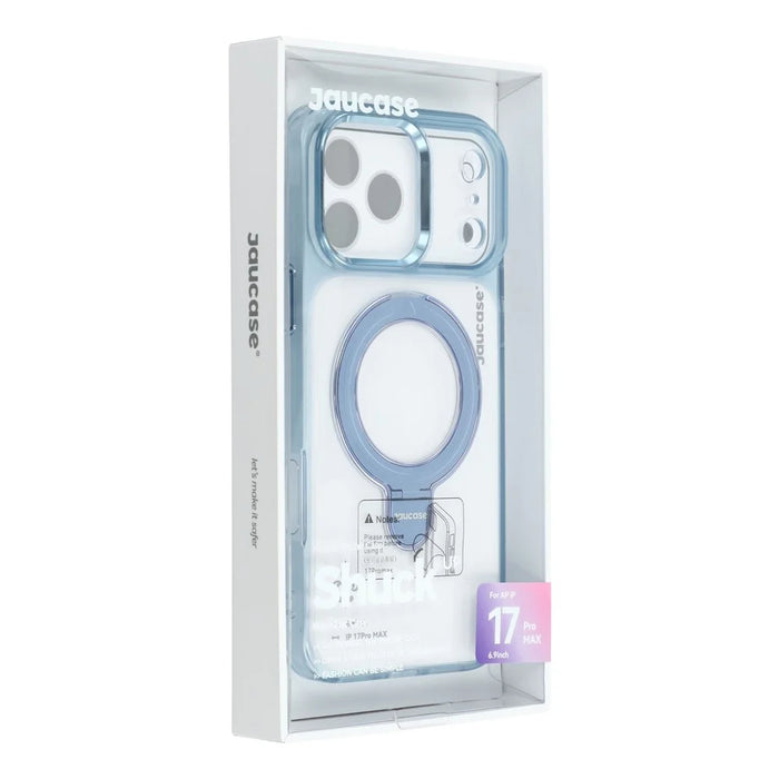JAUCASE For iPhone 17 Pro Case Rotating Kickstand TPU + PC Shockproof Phone Cover - Transparent Blue - 7