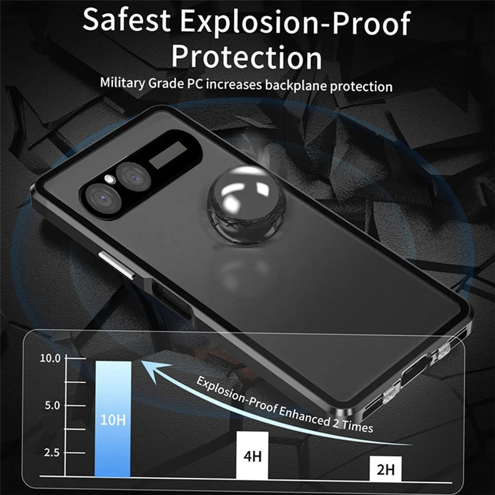 For Sony Xperia 10 VII Case Clear Tempered Glass + Metal + PC Back Magnetic Adsorption Phone Cover - Purple - 6