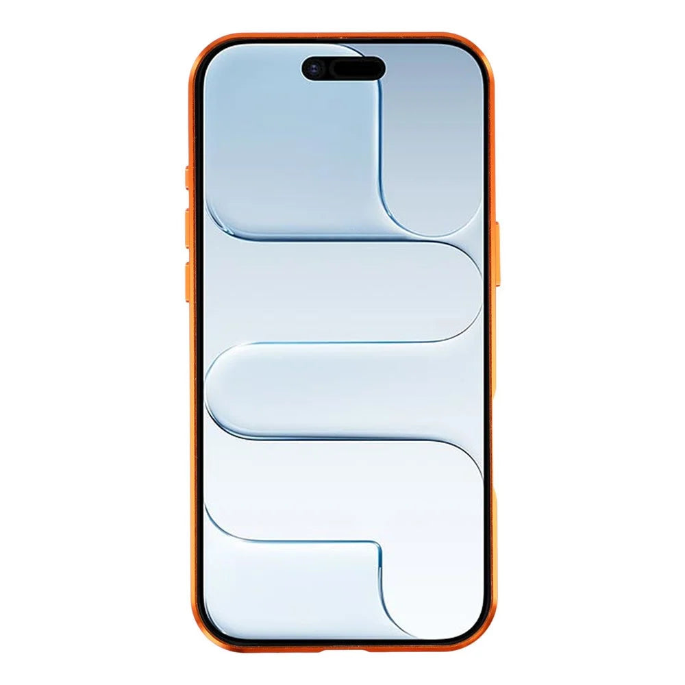 For iPhone Air Case Anti-Spy Double-Sided Tempered Glass + Magnetic Metal Frame Phone Cover - Orange - 3