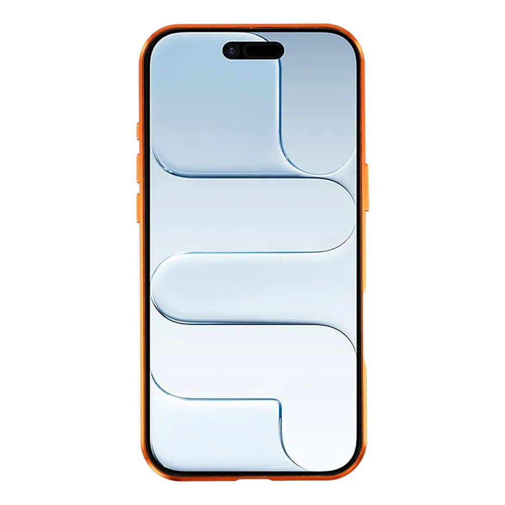For iPhone Air Case Ultra Clear Double-Sided Tempered Glass + Magnetic Metal Frame Phone Cover - Orange - 3