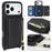 For iPhone 18 Pro / 17 Pro Case Card Bag Ring Holder Litchi Texture Leather+TPU Phone Cover with Long Strap - Black - 5