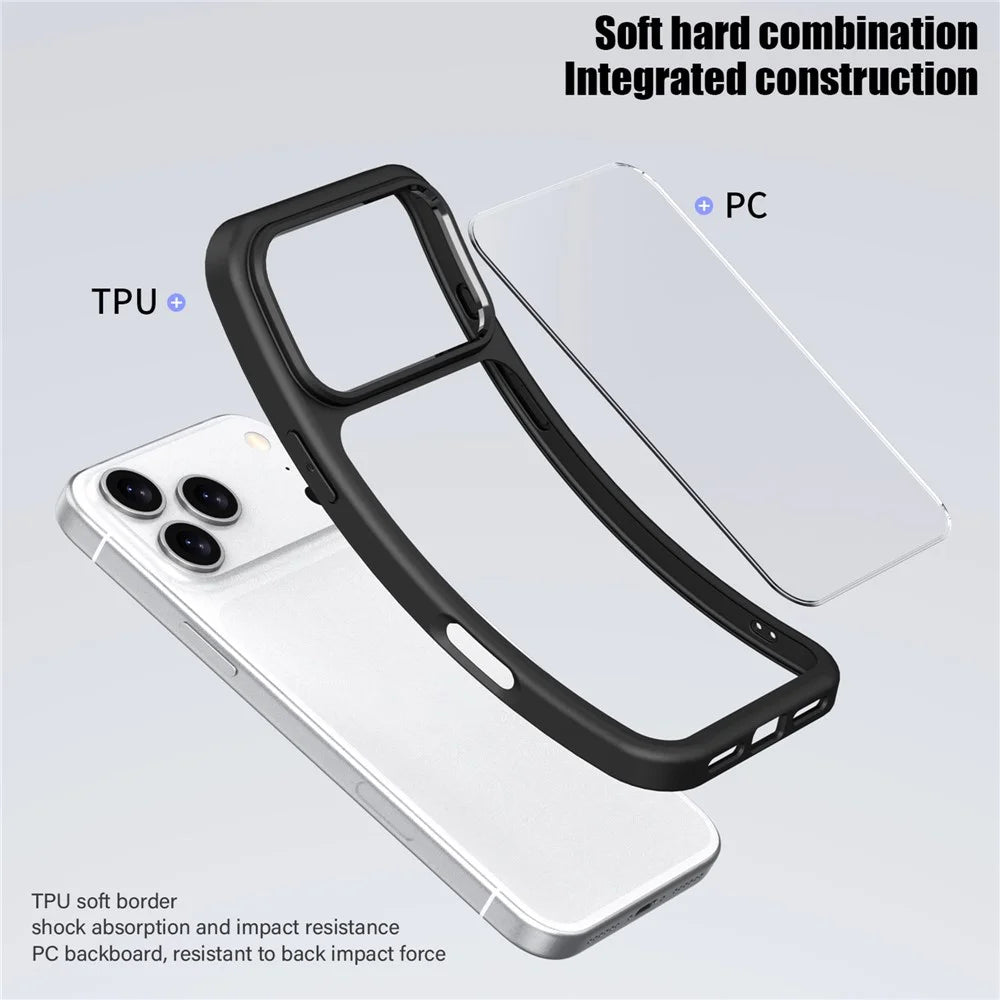 IPAKY For iPhone 17 Pro Clear Phone Case TPU + PC Anti-Fingerprint Back Cover - Black - 6