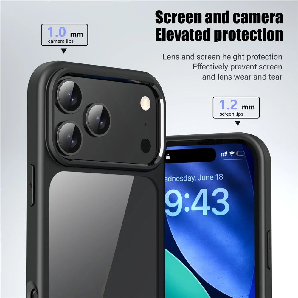 IPAKY For iPhone 17 Pro Clear Phone Case TPU + PC Anti-Fingerprint Back Cover - Black - 7