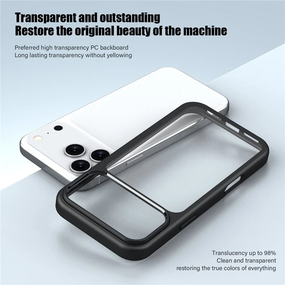 IPAKY For iPhone 17 Pro Max Clear Phone Case TPU + PC Anti-Fingerprint Back Cover - Black - 3