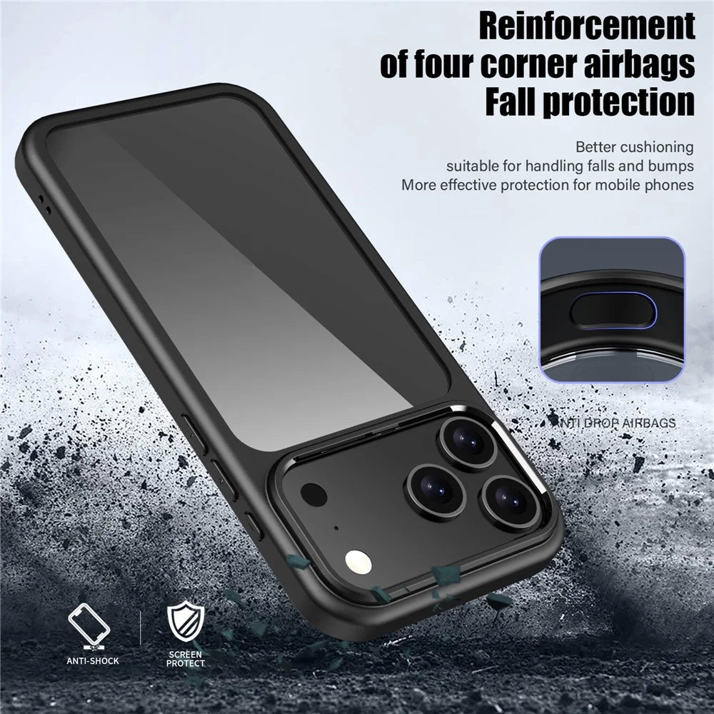IPAKY For iPhone 17 Pro Max Clear Phone Case TPU + PC Anti-Fingerprint Back Cover - Black - 5