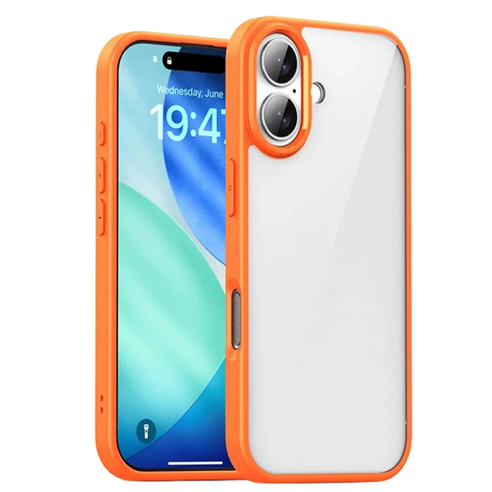 IPAKY For iPhone 17 Clear Phone Case TPU + PC Anti-Fingerprint Back Cover - Orange - 1