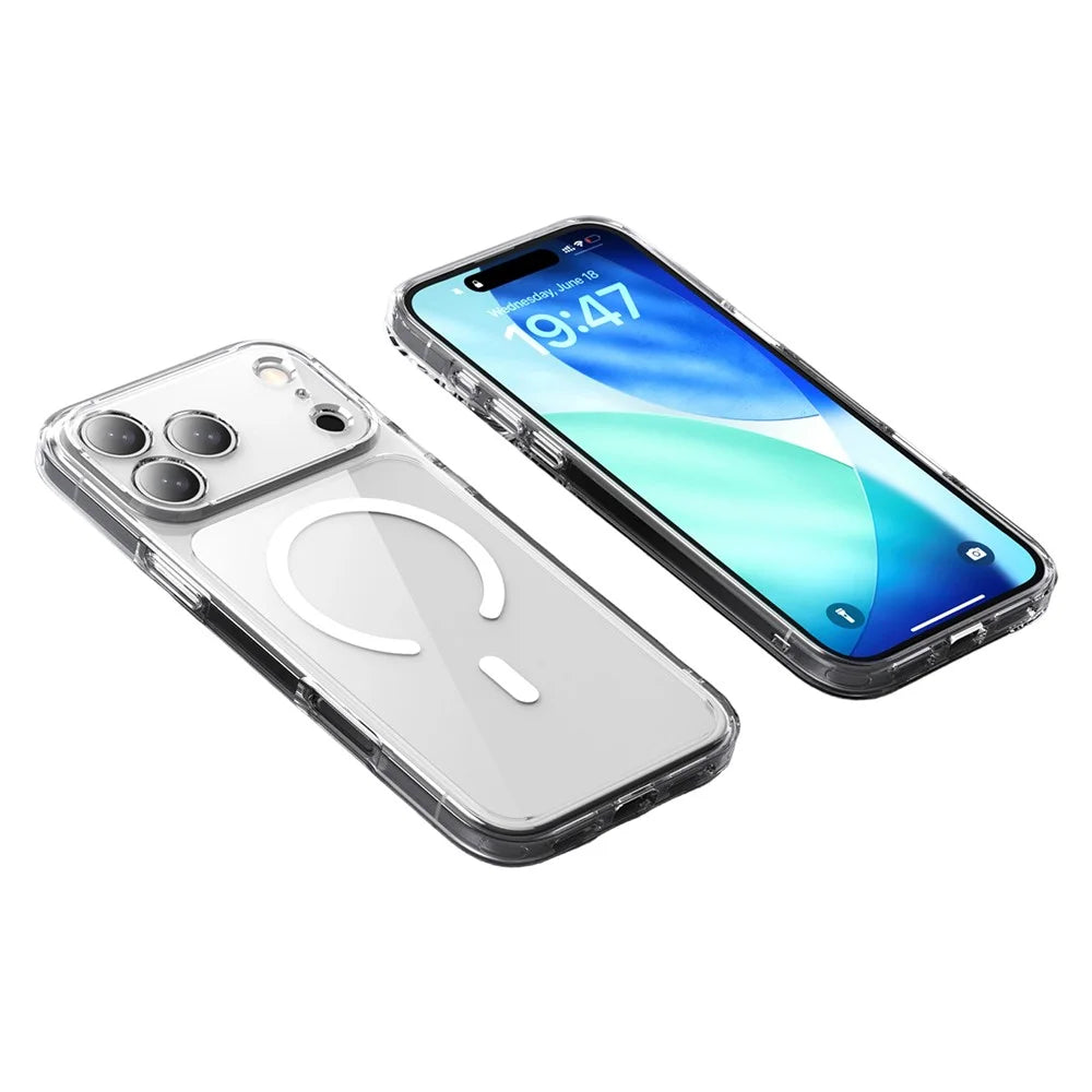 IPAKY For iPhone 17 Pro Max Clear Case TPU + PC Slim Phone Back Cover Compatible with MagSafe - Transparent - 1