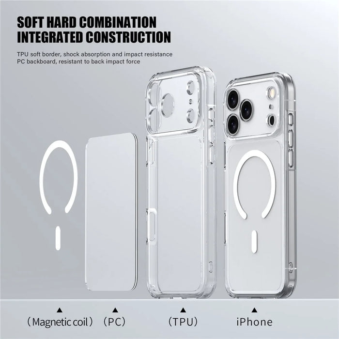 IPAKY For iPhone 17 Pro Max Clear Case TPU + PC Slim Phone Back Cover Compatible with MagSafe - Transparent - 2