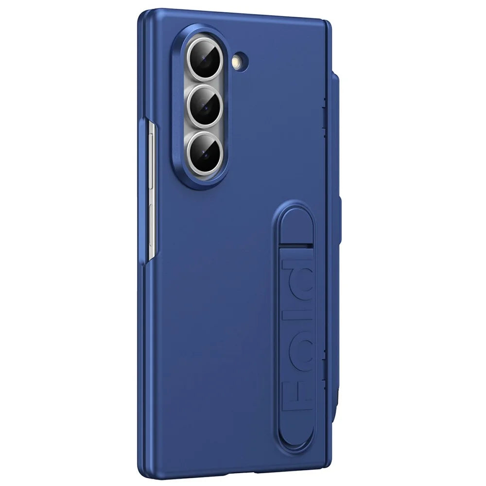 For Samsung Galaxy Z Fold5 5G Case Kickstand Hard PC Phone Cover with Tempered Glass Film / Stylus / Pen Slot - Sapphire - 2