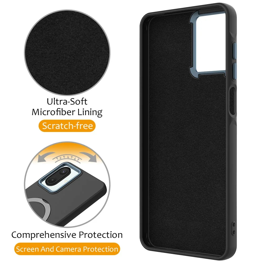Phone Case For Samsung Galaxy A08 4G / A08 5G / F07 4G / M17e 5G / M07 4G / A07 5G / A07 4G Magnetic Case Rotating Ring Kickstand TPU + PC Back Cover - Black - 3