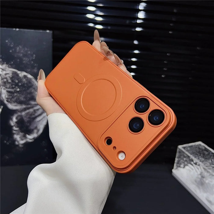 For iPhone 17 Pro Max Case Compatible with MagSafe Precise Cutouts Solid Color Phone Cover with Screen Protector - Orange - 3