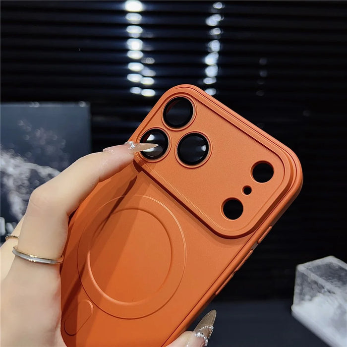 For iPhone 17 Pro Max Case Compatible with MagSafe Precise Cutouts Solid Color Phone Cover with Screen Protector - Orange - 5