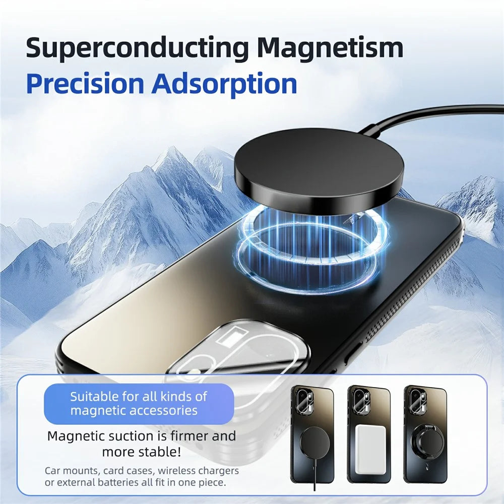 ABEEL For OnePlus Ace 6 5G Magnetic Case TPU PC Cooling Matte Phone Back Cover with Lens Film - Black - 4
