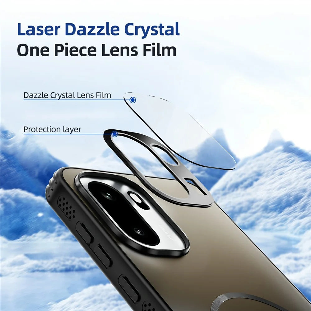 ABEEL For OnePlus Ace 6 5G Magnetic Case TPU PC Cooling Matte Phone Back Cover with Lens Film - Black - 6