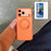 For iPhone 17 Pro Max Kickstand Matte Case Compatible with MagSafe Silicone Acrylic PC Phone Shell with Screen Film - Orange - 1
