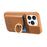 For iPhone 15 Pro Case Card Holder Rhinestone Ring Holder Kickstand Leather Back Phone Cover - Brown - 3
