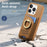 For iPhone 15 Pro Case Card Holder Rhinestone Ring Holder Kickstand Leather Back Phone Cover - Brown - 7