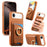 For iPhone Air Case Card Holder Rhinestone Ring Holder Kickstand Leather Back Phone Cover - Brown - 1
