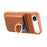 For iPhone Air Case Card Holder Rhinestone Ring Holder Kickstand Leather Back Phone Cover - Brown - 3