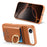 For iPhone Air Case Card Holder Rhinestone Ring Holder Kickstand Leather Back Phone Cover - Brown - 5