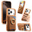 For iPhone 18 Pro / 17 Pro Case Card Holder Rhinestone Ring Holder Kickstand Leather Back Phone Cover - Brown - 1
