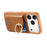 For iPhone 18 Pro / 17 Pro Case Card Holder Rhinestone Ring Holder Kickstand Leather Back Phone Cover - Brown - 3