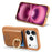 For iPhone 18 Pro / 17 Pro Case Card Holder Rhinestone Ring Holder Kickstand Leather Back Phone Cover - Brown - 5