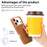 For iPhone 18 Pro / 17 Pro Case Card Holder Rhinestone Ring Holder Kickstand Leather Back Phone Cover - Brown - 6