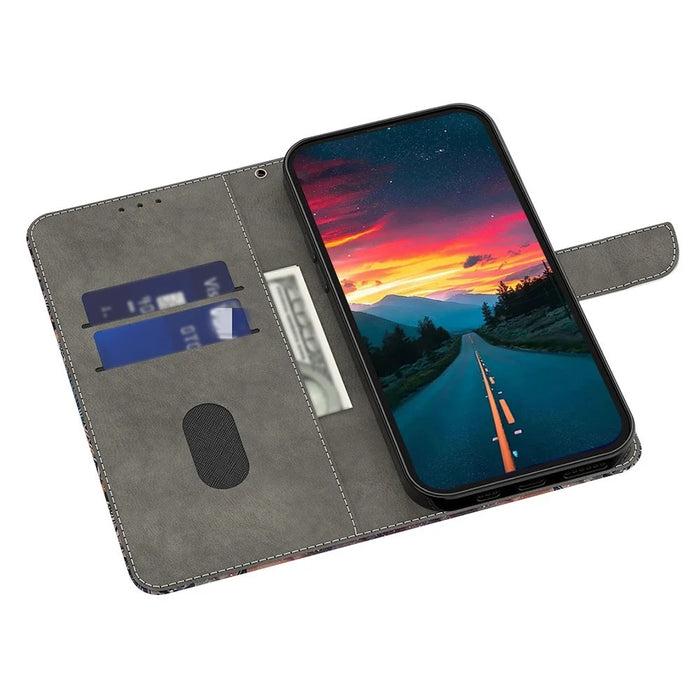 For iPhone 18 Pro / 17 Pro Case Foldable Stand Wallet Pattern Printing PU Leather Flip Phone Cover - Necklace Owl - 2