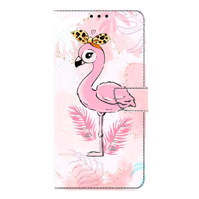 For Samsung Galaxy A06 4G Case Foldable Stand Wallet Pattern Printing PU Leather Flip Phone Cover - Pink Bird - 5