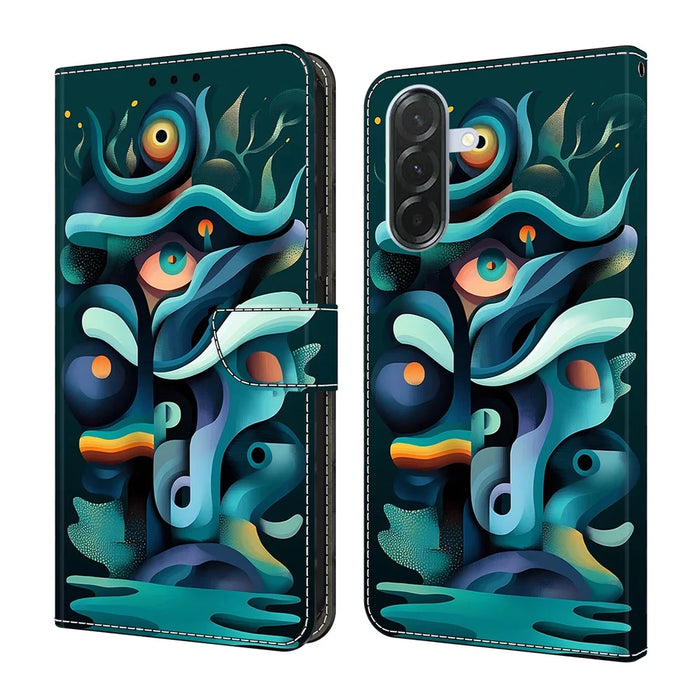 For Samsung Galaxy A26 5G Case Foldable Stand Wallet Pattern Printing PU Leather Flip Phone Cover - Graffiti Green Shadow - 1
