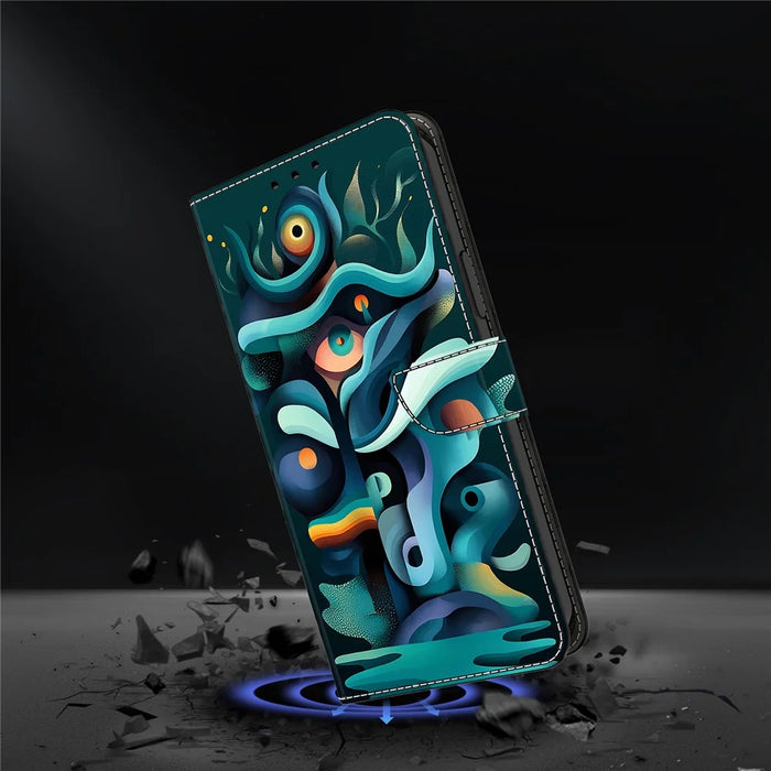 For Samsung Galaxy A26 5G Case Foldable Stand Wallet Pattern Printing PU Leather Flip Phone Cover - Graffiti Green Shadow - 4