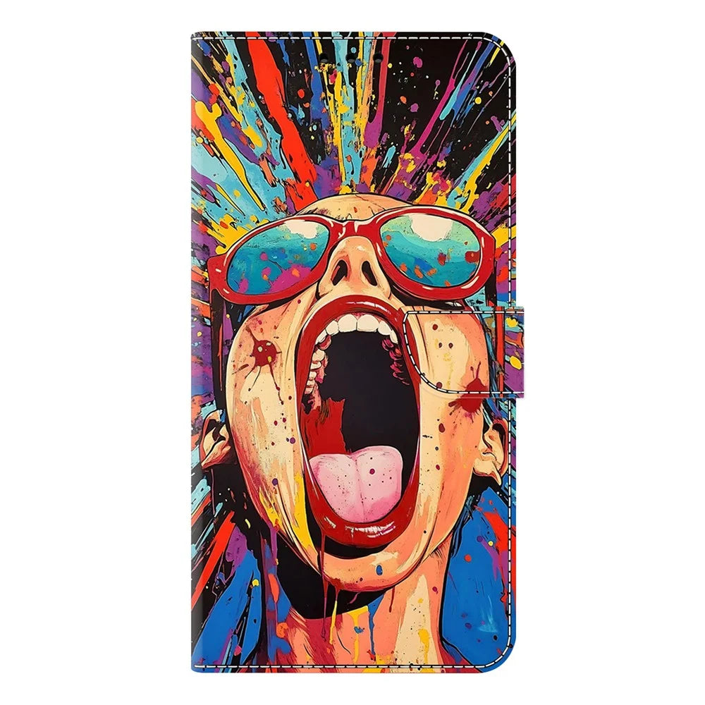 For Samsung Galaxy S25 Edge Case Foldable Stand Wallet Pattern Printing PU Leather Flip Phone Cover - Graffiti Scream - 5