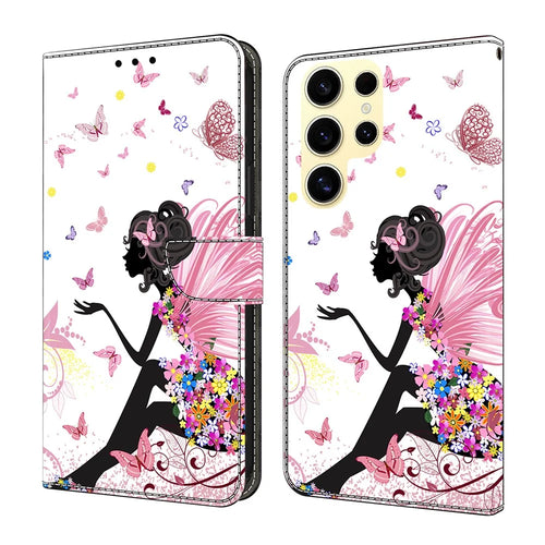For Samsung Galaxy S26 Ultra Case Foldable Stand Wallet Pattern Printing PU Leather Flip Phone Cover - Butterfly Woman - 1