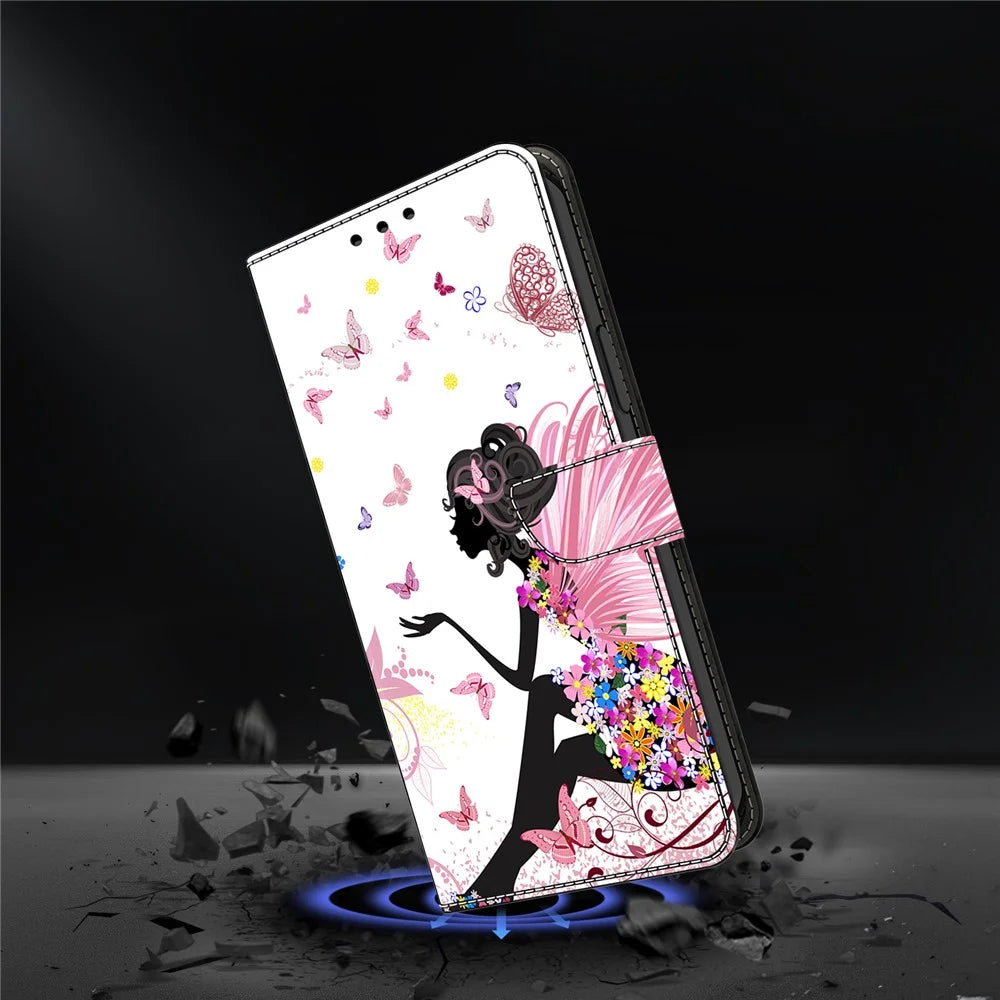 For Samsung Galaxy S26 Ultra Case Foldable Stand Wallet Pattern Printing PU Leather Flip Phone Cover - Butterfly Woman - 4