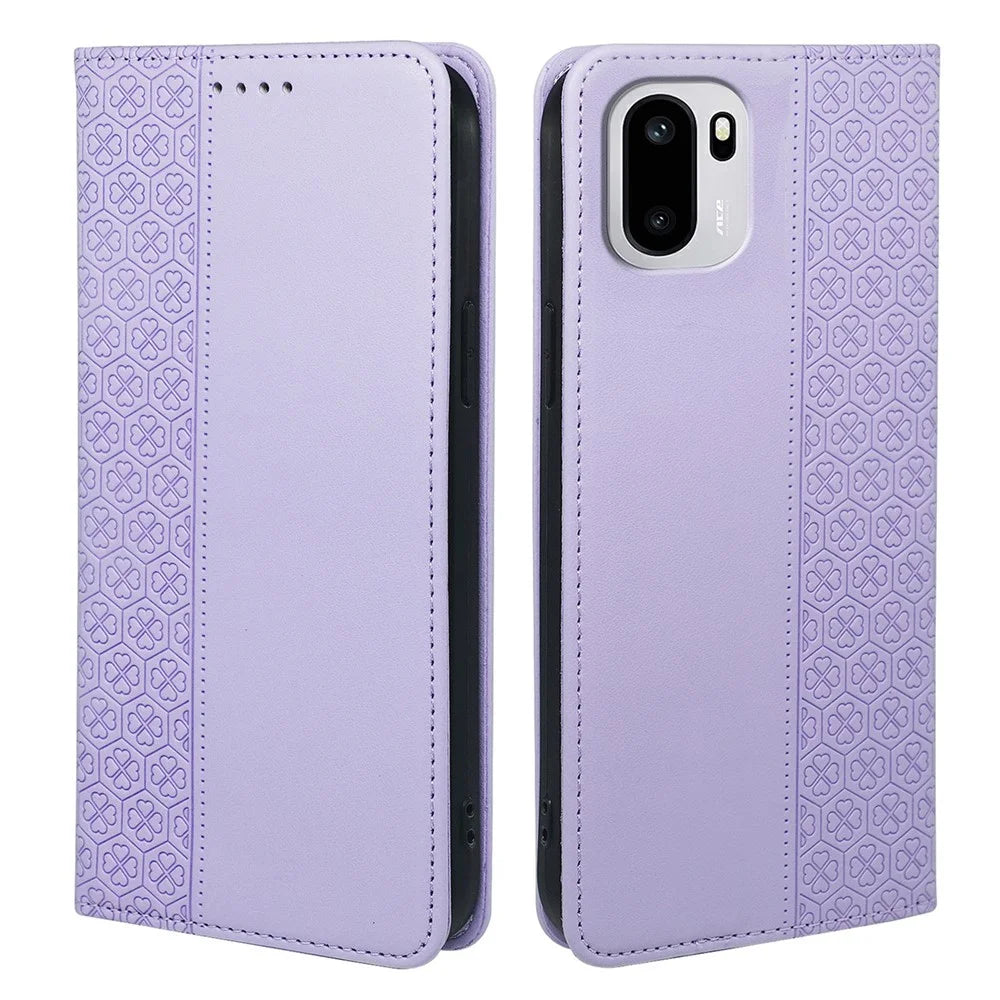 For OnePlus 15R 5G / Ace 6T 5G / Ace 6 5G Case Four Leaf Clover Leather Flip Phone Cover Stand Wallet - Light Purple - 1