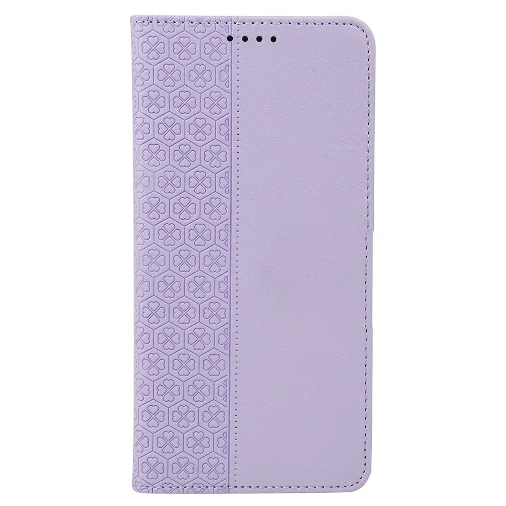 For OnePlus 15R 5G / Ace 6T 5G / Ace 6 5G Case Four Leaf Clover Leather Flip Phone Cover Stand Wallet - Light Purple - 4