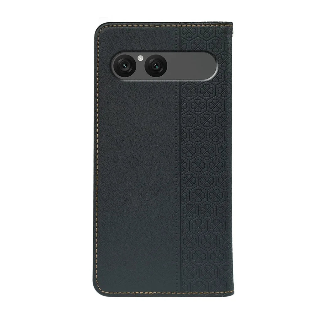 For Sony Xperia 10 VII Case Four Leaf Clover Leather Flip Phone Cover Stand Wallet - Black - 5