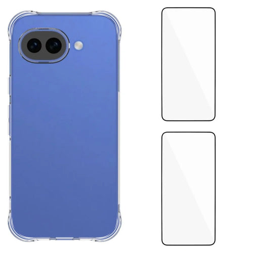 WANLONFENG For Google Pixel 10a TPU Case  WL2 Series 2.0mm Phone Cover with 2Pcs Tempered Glass Films - Transparent - 1