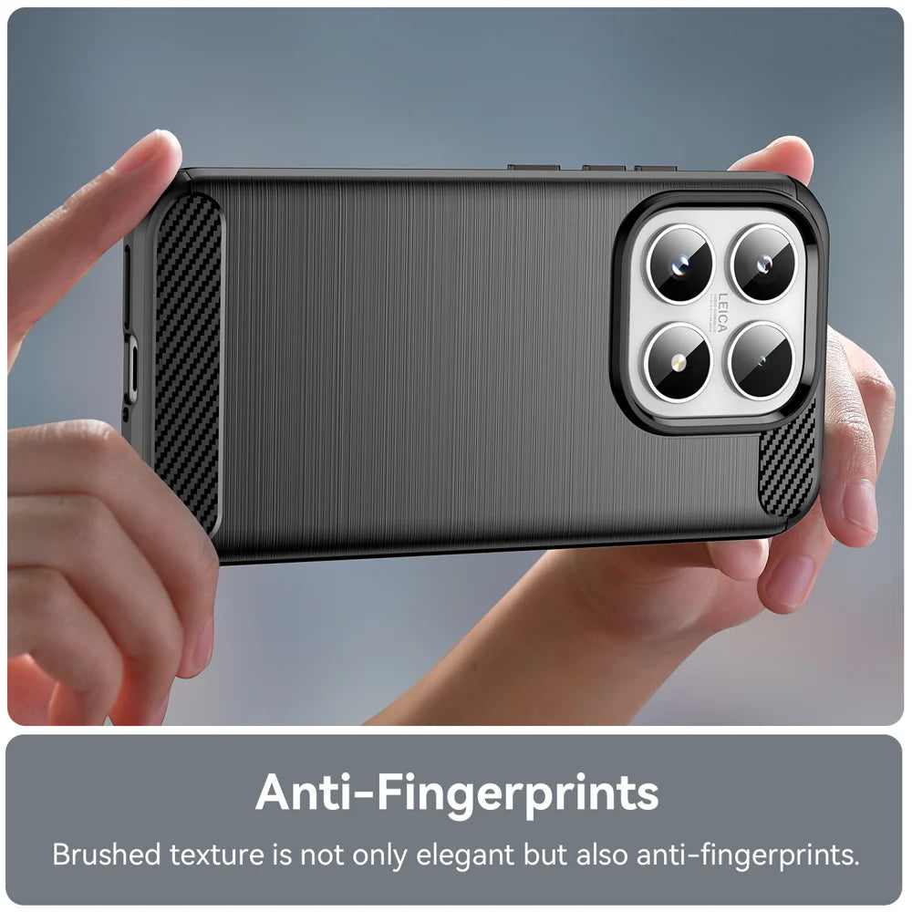 WANLONFENG For Xiaomi 17 Case with Screen Film  LS Series Big Lens Hole Brushed Texture TPU Phone Cover - Black - 6