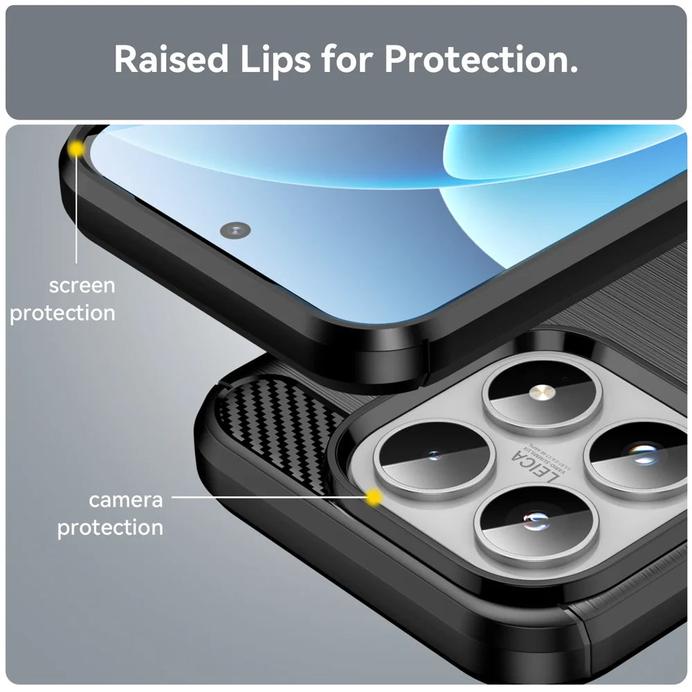 WANLONFENG For Xiaomi 17 Case with Screen Film  LS Series Big Lens Hole Brushed Texture TPU Phone Cover - Black - 7
