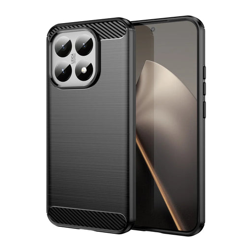 WANLONFENG For Xiaomi 15T Case with Screen Film  LS Series Big Lens Hole Brushed Texture TPU Phone Cover - Black - 2
