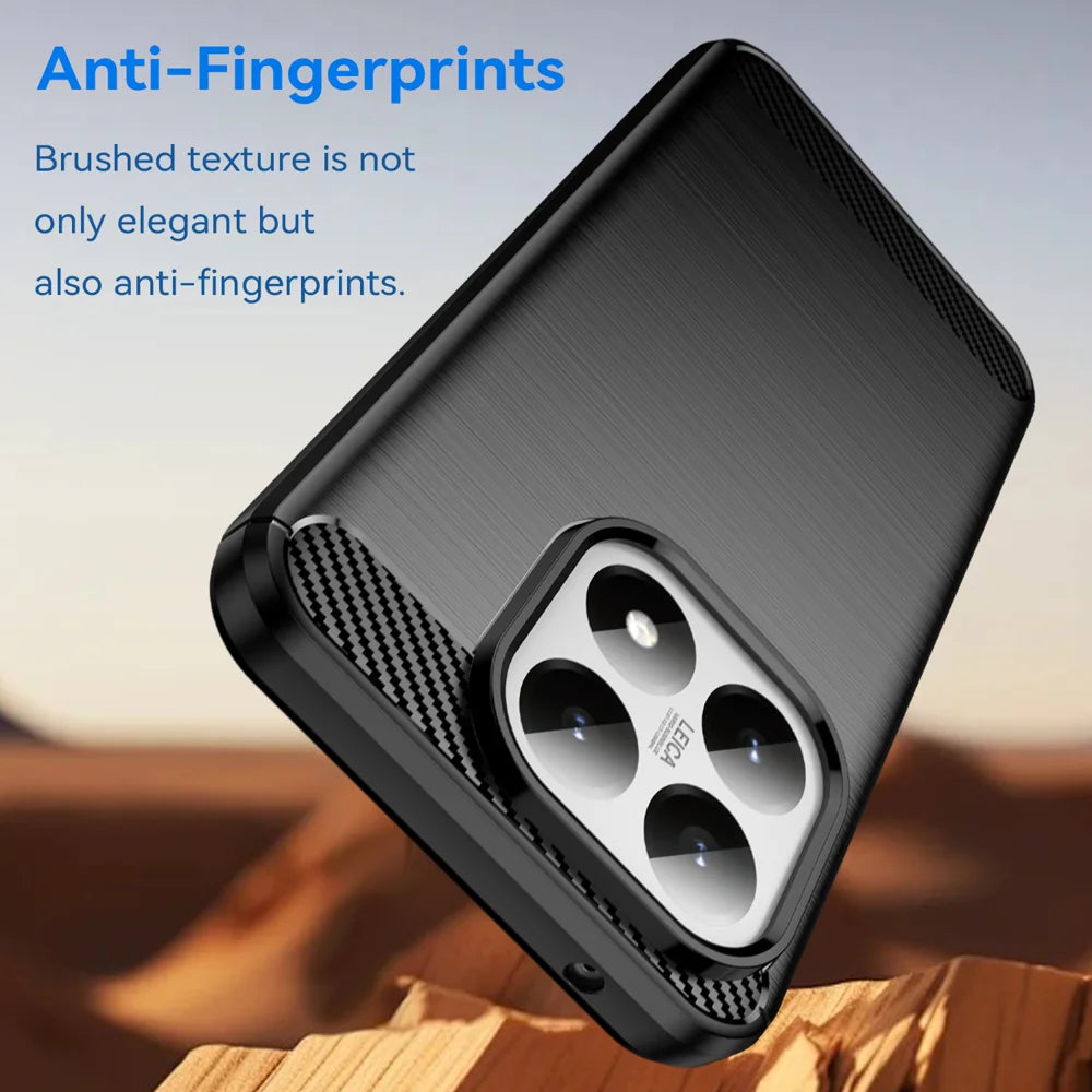 WANLONFENG For Xiaomi 15T Case with Screen Film  LS Series Big Lens Hole Brushed Texture TPU Phone Cover - Black - 4