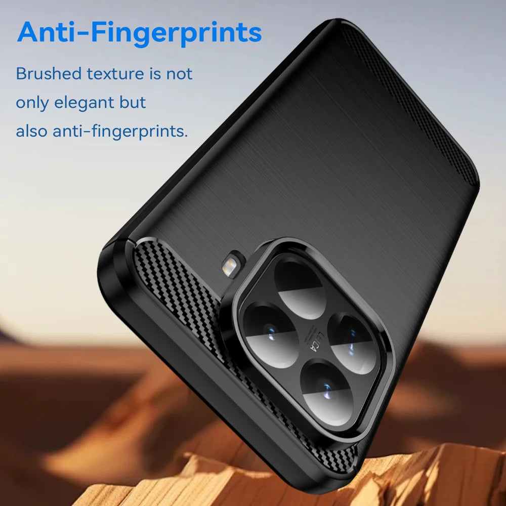 WANLONFENG For Xiaomi 15T Pro Case with Screen Film  LS Series Big Lens Hole Brushed Texture TPU Phone Cover - Black - 4