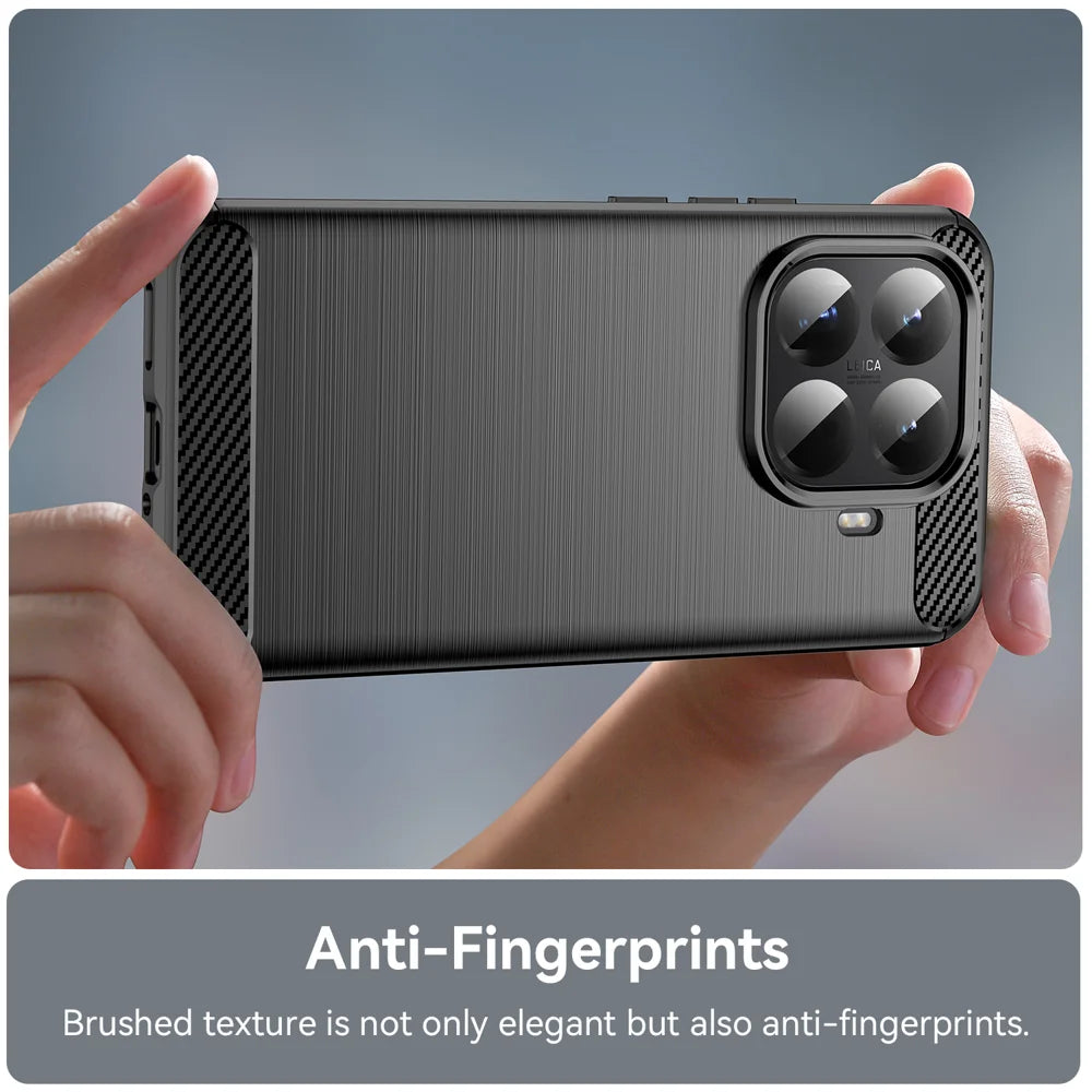 WANLONFENG For Xiaomi 15T Pro Case with Screen Film  LS Series Big Lens Hole Brushed Texture TPU Phone Cover - Black - 6